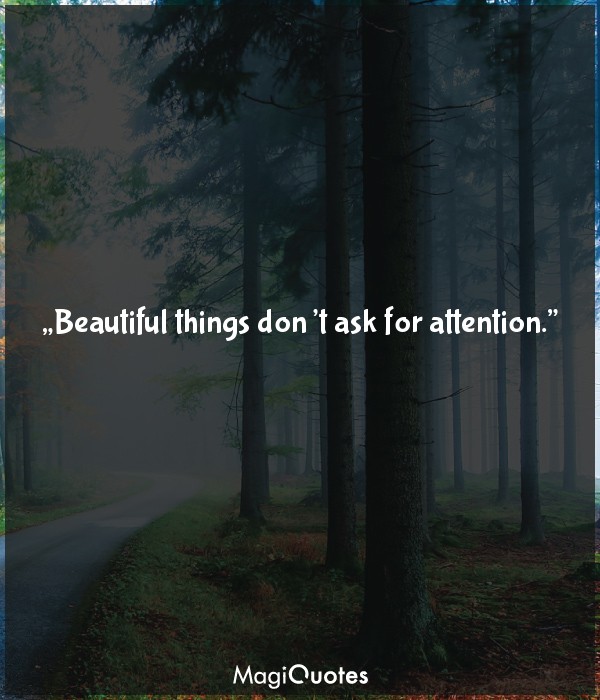 Beautiful things don’t ask for attention