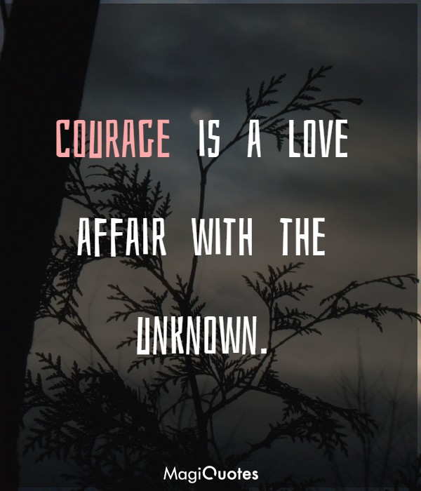 Courage is a love affair with the unknown