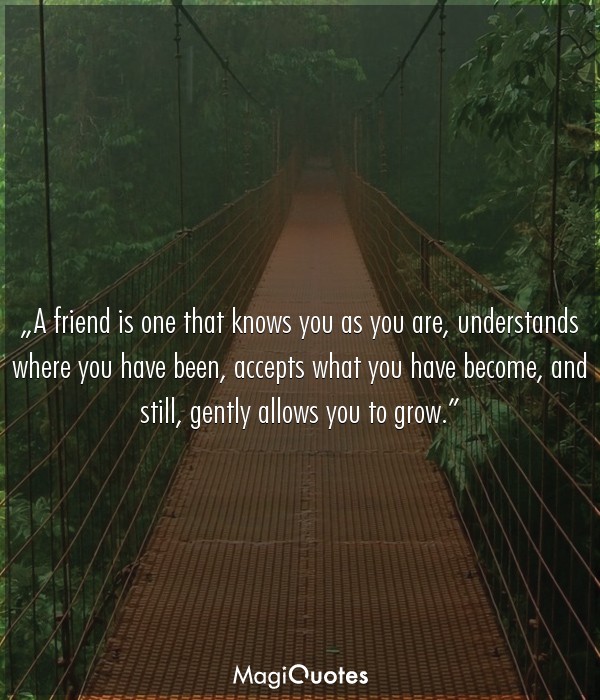 A friend is one that knows you as you are
