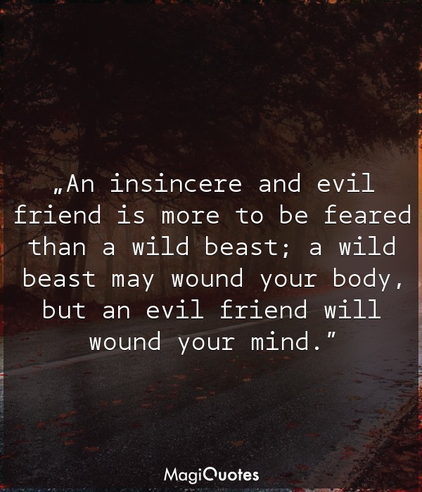 An insincere and evil friend is more to be feared than a wild beast