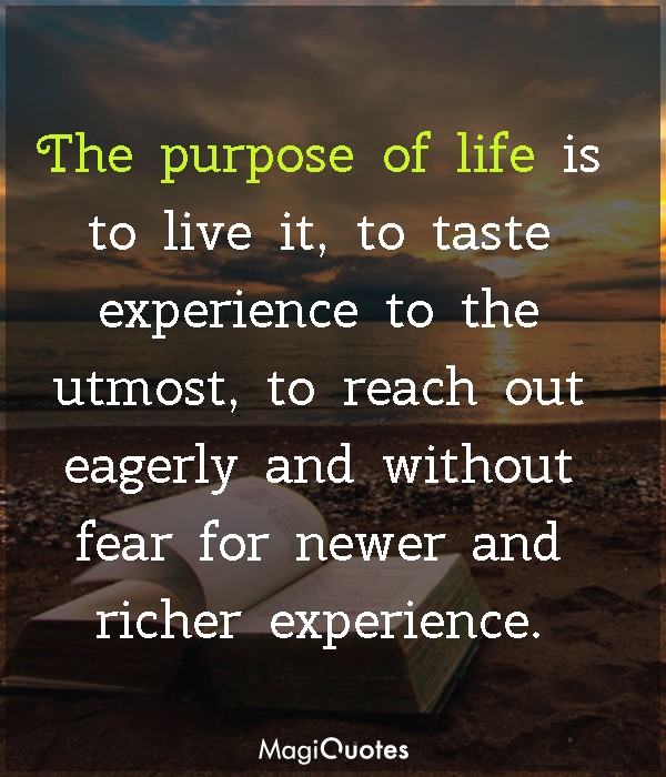The purpose of life is to live it