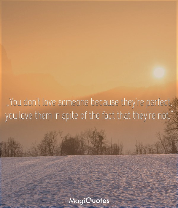 You don't love someone because they're perfect