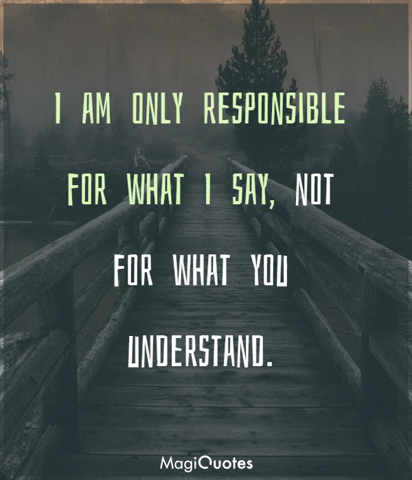 I am only responsible for what I say