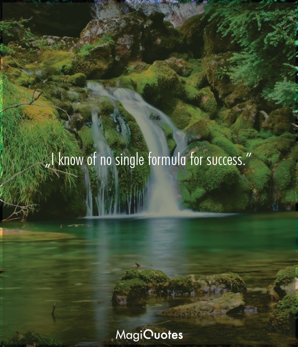 I know of no single formula for success