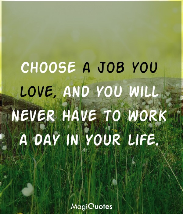 Choose a job you love